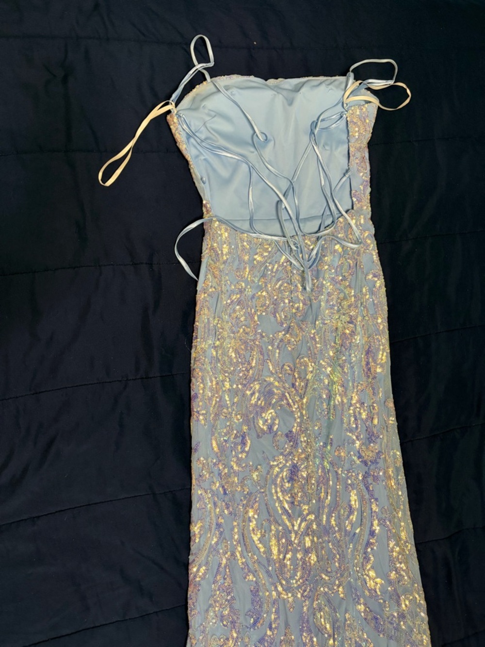 Windsor Ivory Sequin Lace Prom Dress - Picture 2 of 6